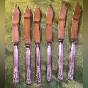 6 pc Vintage Old Colony Wm Rogers Steak Knives Silver Plated